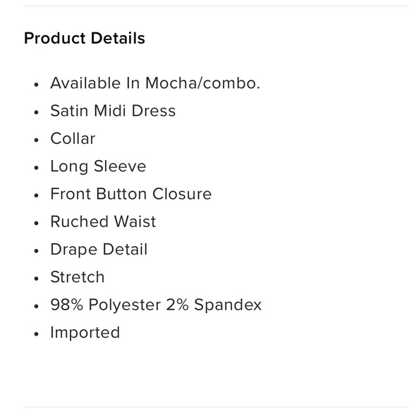 Mocha & Cream Satin Midi Dress - Long Sleeve - Size L - Picture 9 of 9